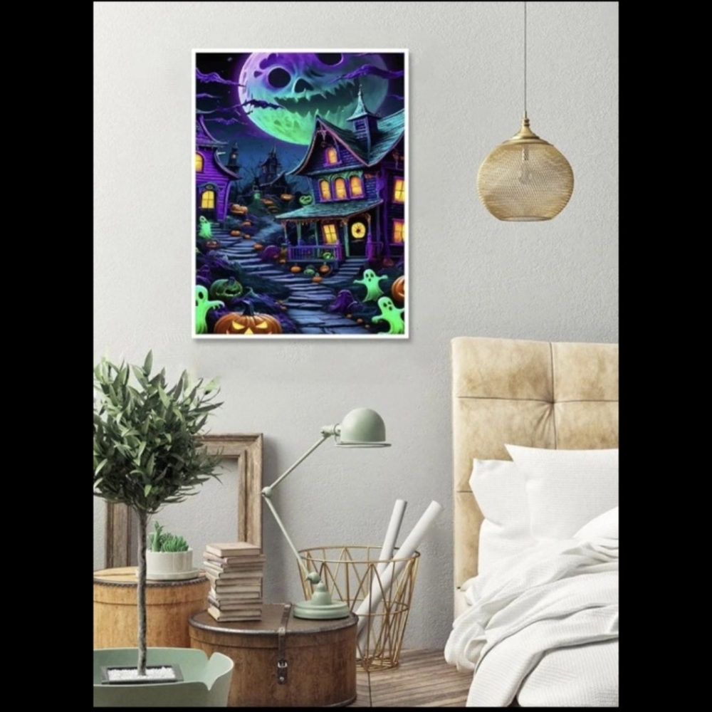 Halloween Creepy Moon Haunted House 5D Diamond Painting Kit New - Picture 3 of 7